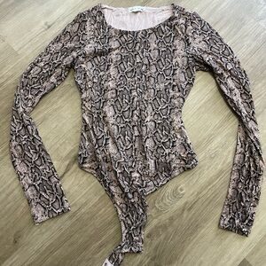 Good American Snake Print Bodysuit - Brown and Black